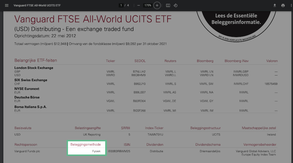 Waar te vinden ETF fysiek of synthetisch